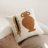 45x45cm Embroidered Cushion Covers Set, Aesthetic Boho Style for Bedroom & Sofa, Brown & Beige Decorative Pillow Cases