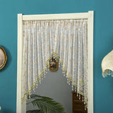 Embroidery Sheer Valance Door Decor Lace Short Curtain with Tassel Beads Embroidery Sheer Valance for Living Room New