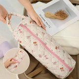 Storage Bag Large Capacity Polyester Material Portable Wear-resistant Portable Drum Hair Dryer Bag Floral Storage Bag