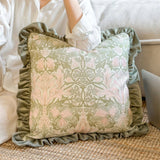 High End Home Ruffle Edge Pillow Cushion Bedroom Bedside Sofa Cushion Pillow Cover With Core Green And Pink Removable washable