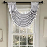 140x60cm Curtain Valance Livingroom Beaded Rod Pocket Scallop Header Window Panel Drapes With Fringe Tassel Home Decoration
