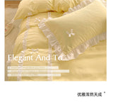Korean Princess Style Bowknot Bedding Sets Lace Duvet Cover Fitted Sheet For Girl Woman Bedroom Decor Bed Linens Home Textiles