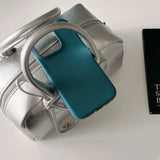 Simple blue green color leather cover for iphone 13promax 15 13 15promax 12 14pro 15pro 14 pro max rphone case potector shell