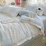 Ins Princess Bedding Set Floral Duvet Cover Set Flat Sheets Set Single Twin Double Size Bed Linen Set Back To School Season