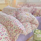 Fresh Plant Flower Bed Sheet for Children and Adults Four-Piece Bed Set Pillowcases Soft Washed Cotton Home Textiles