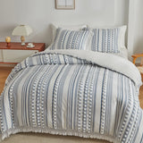 3Pcs Duvet Cover Set,  100% Soft polyester Duvet Cover with Tassel Texture, Tufted Duvet Cover All Seasons