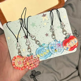 Mobile Phone Lanyard, Clear and Transparent Printed Apple Keychain Pendant, Ins Super Fairy Schoolbag and Pen Case Pendant