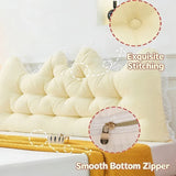 Korean Style  Pure Color Reading Pillow with Lace Trim Backrest  and Anti-Collision Waist Belt, Large Backrest Support Bolster