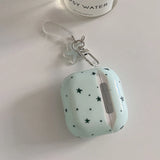 Mint Green Star Silicone Earphone Case For Apple AirPods 4 Protection Cover With Keychain For AirPods 1 2 3 Pro 2 Cover Coque