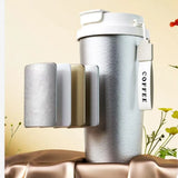 480ml Pure Titanium Coffee Mug/Thermos Cup With Straw And Cup Cover,Double-wall,Light,,Antibacterial Drinkware,Birthday Gifts