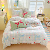 Washed Cotton Pink Duvet Cover Girl Room Decor Breathable Comforter Cover with 2 Pillowcases Bed Linens Bedding Set Home Textile