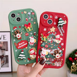 Ottwn 3D Cartoon Elk Santa Claus Tree Christmas Phone Case For iPhone 13 11 12 Pro Max 13 14 Plus X XR XS 7 8 Plus SE Cover