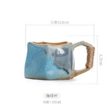 Creative Rough Pottery Coffee Cup Retro Rope Ceramic Cup Irregular Mug Japanese Shaped Drinking Tea Set Living Room Decoration