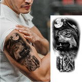 Waterproof Temporary Tattoo Sticker Lion Family Flash Tatto Tiger Wolf Moon Crown Flower Body Art Arm Fake Tatoo Men Women