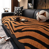 Leopard Pattern Thick Plush Sofa Cover, Irregular Couch Cover, Velvet Furniture Protector, Non-slip Seat Cover, 3 Seater