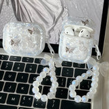 Case For AirPods 1 2 3 4  Flower Butterfly Shell Earphone funda For AirPods Pro 2 Soft Protective Cases with Bracelet Keychain