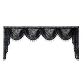 Black Lace Sheer Flower Valance Curtain Luxury Beaded Wavy Waterfall Scallop Curtain for Living Room Rod Pocket Top Window Drape