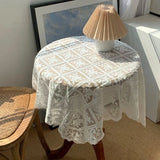 Korean White Lace Hollow Tablecloth Retro France Embroidered Flower Table Cover Cloth Home Wedding Party Decorative Supplies