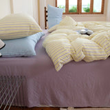 Ins Nordic Bedding Set Simple Style Striped Duvet Cover Set Soft Flat Sheet Single Twin Size Double Bed Sheet Set For Bedroom