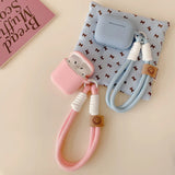 Simple Style Round Soft Liquid Silicone Cover For AirPods 1 2 3 4 Pro Pro2 Earphone Case Anti-Loss Lanyard Wrist Strap Protector