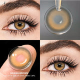 1pair Myopia Lenses Color Contact Lenses for Eyes with Diopters Prescription Lenses Yearly Brown Lens Blue Eye Contacts
