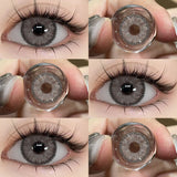 Natural Brown Colored Contact Lenses 14.5mm Big Eyes Glass Pupil Gray Lens Blue Eye Lenses for Daily&Party Makeup