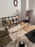 Parisian Mixed Sle 4-Piece Bedding Set Vintage Pure Cotton Combed Cotton Bedding Kit Bed Canopy Design Skin-Friendly