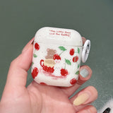 Cartoon Cute Cherry Little Bear Rabbit Silicone Headphone Case for Apple AirPods 1 2 3 4 Pro 2 Earphone Charging Box Keychain