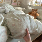 Aerobic three-layer yarn printing four-piece set skin-friendly and soft four-piece set of bedding in student dormitory