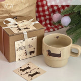 Original Dachshund Dog Stacked Cup Gift Box Ceramic Cute Handdrawn Cartoon Mug Gift for Gifts