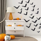 16pcs Halloween 3D Black Bat Wall Stickers Removable Halloween DIY Wall Decal Halloween Party Decoration Horror Bats Stickers