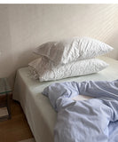 Star Blue Ice een Cotton Striped Bedding Set with Pillowcases Duvet Cover And eet Simple Tied Design for Teen Girls