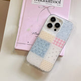Double-Sided Plaid Floral Suitable for Apple for Iphone16Promax Case/For Iphone15Promax Case/14Pro Case/13 Iphonecase/Fashion Women's Mobile Phone Case/Simple Mobile Phone Case