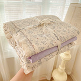 Print Floral Bedding Set Double Layer Yarn Four Pieces Set Soft Comfortable Duvet Cover Bed Sheet With Pillowcases Home Textiles