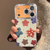 Korean Colorful Stars Glitter Plating Phone Case For iPhone 17 Air 16e 15 14 13 12 11 Pro Max XS X XR 7 8 Plus Shockproof Cover