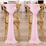 12Pcs Wedding Chair Sashes 7x108Inch Sheer Chiffon Chair Fabric Covers for Party Christmas Bridal Baby Shower Wedding Decoration