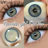 2Pcs Natural small diameter Contacts Colored Lenses Fashion Green Grey Blue Series Contact Lenses for Russian Girl