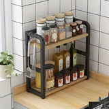 2-Tier Metal Countertop Shelf Space Saving Kitchen Seasoning Condiments Organizer Rack Rustproof Coffee Mugs Cup Storage Rack