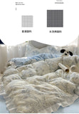 A-Class Skin Friendly Printing Bedding Set With Lace Duvet Cover Bed Sheet Pillowcases Four Piece Set Bedroom Decor Home Textile