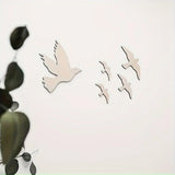 Ins Nordic Style Wooden Bird Self-Adhesive Decoration Home Space Theme Boys and Girls Room Decoration Wall Sticker Set Nursery Wall Art