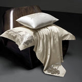 4Pcs Lotus Embroidery 1000TC Egyptian Cotton Rose Jacquard Luxury Bedding Set Duvet Cover Set Bed Sheet/Fitted Sheet Pillowcases