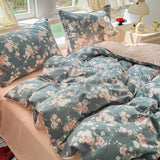 Oxygen Double Layered Four-Piece Bedding Set Fresh Floral Duvet Cover Bed Sheet Bed Canopy Student Dormitory 3-Piece Set