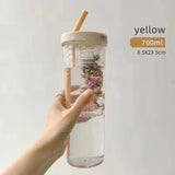 Plastic Water Bottle Portable with Straw Fruit Infuser Tea Juice Cup Fitness Outdoor Travel Bottles Kettle Transparent Straw Cup