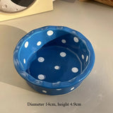Instagram Style Yogurt Polka Dot Lace Bowl Cute Girlish Heart Breakfast Ceramic Home Oat Bowl