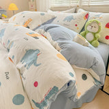 3pcs Simple Line Design Duvet Cover Set Cartoon Strawberry Print Bedding with 2 Pillowcases Skin-friendly Washable Quilt Cover