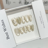 10Pcs Short Almond Handmade Press on Nails Cat Eye Moon Bow Tie Aurora Design False Nails Acrylic Wearable Manicure Spice Girl