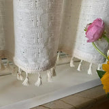Checkered Pattern White Tassels Blackout Curtain Decorate Living Room Coffee Shop Short Curtains Decorative Atmosphere Curtains