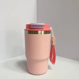 480ml Stainless Steel Thermos Cup Multi-color Portable Ice Cup Mini Double-layer Insulated Coffee mug With Lid water bottle