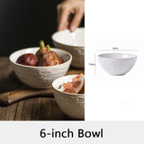 Retro Ceramic Dining Plates, Off White Bowls, Handmade Relief Printing, Household Trays, Tableware Set, Kitchen Uten