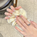 10Pcs Handmade Press on Nails Gradual Change Full Cover Pearl French Cat Eye Fake Nails Extravagant Artificial Wearable Manicure